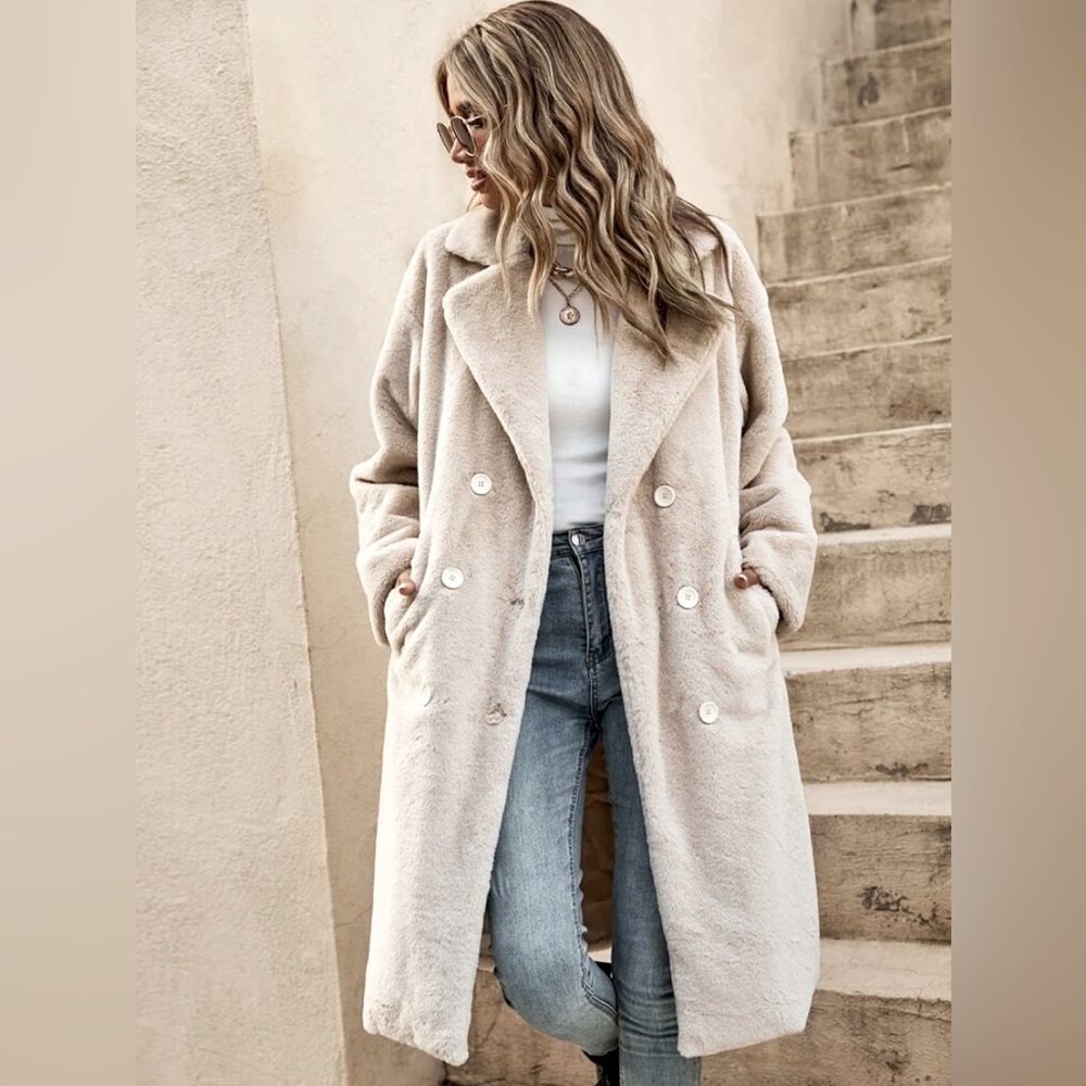 SHEIN Woman’s Teddy Overcoat (Double Breasted)